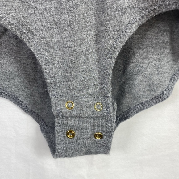 J. Crew Gray Long Sleeve Wrap Bodysuit in Size Medium. - Picture 5 of 12